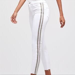 NWT L'AGENCE Margot High Rise White Double‎ Crystal Skinny Jeans Size 25